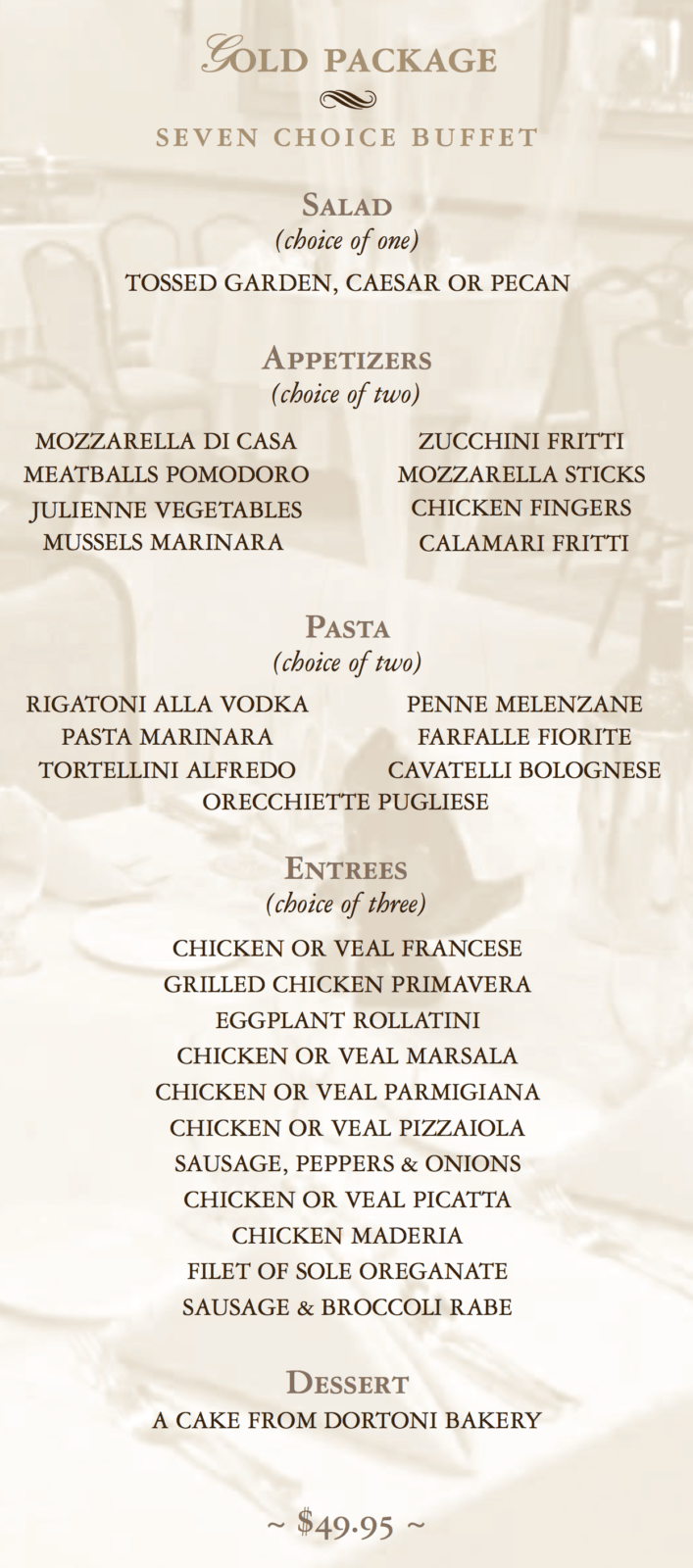 Menu Packages La Piazza Caterers Merrick New York Catering Hall
