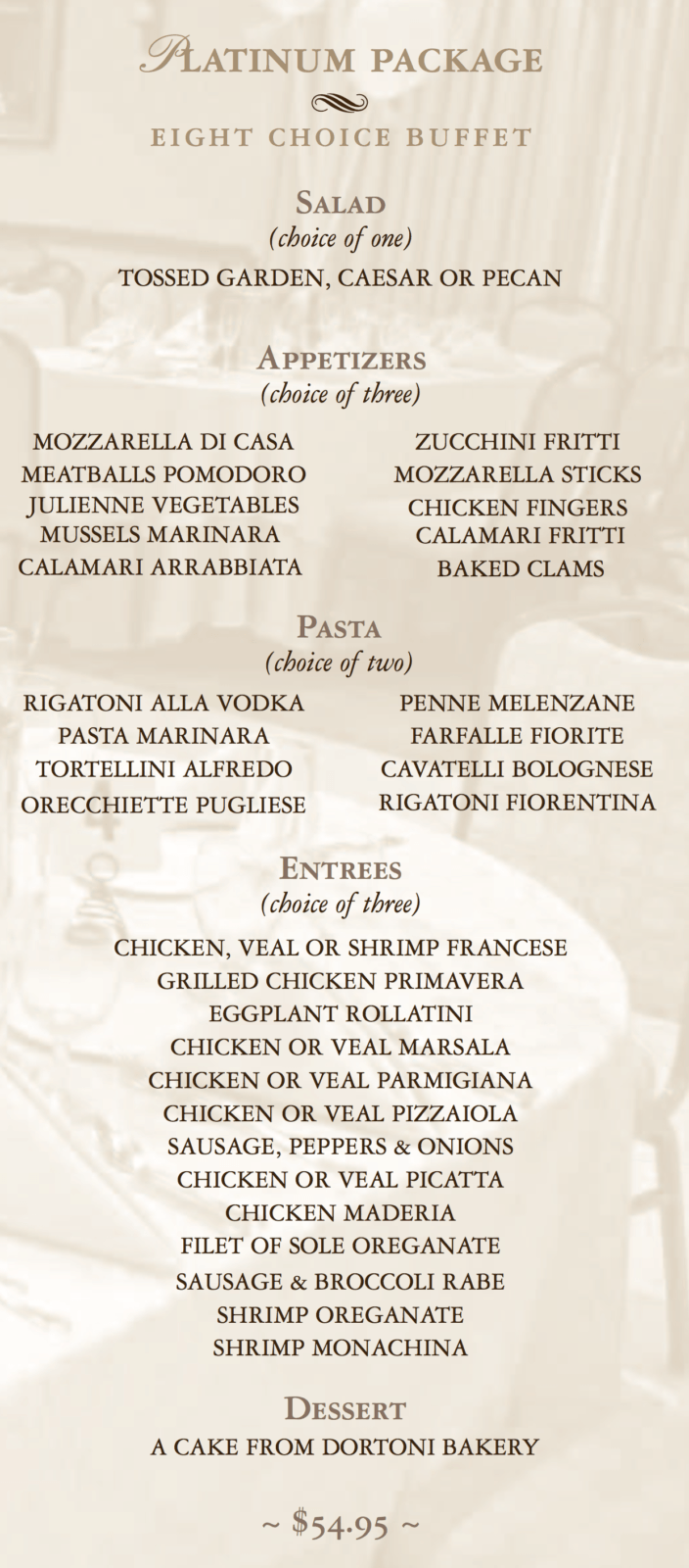 Menu Packages La Piazza Caterers Merrick New York Catering Hall