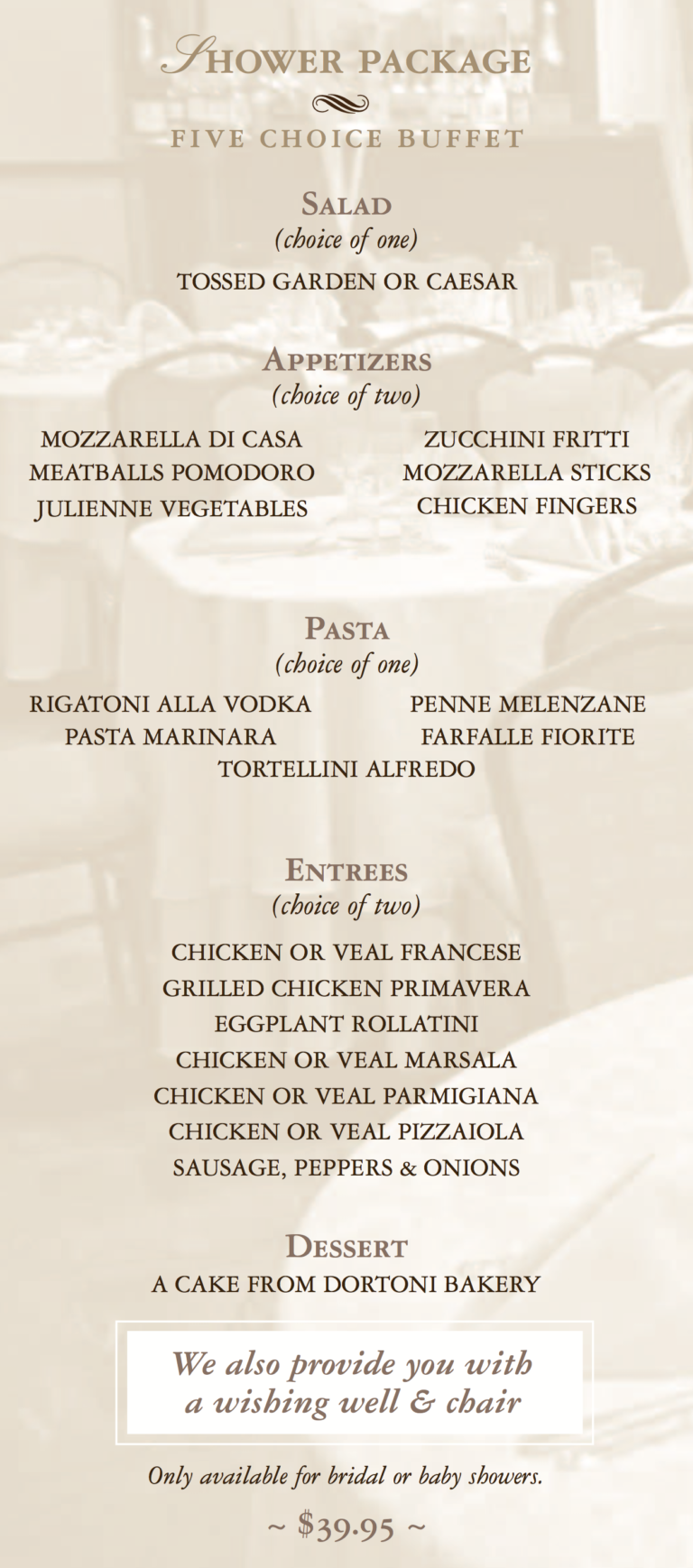Menu Packages La Piazza Caterers Merrick New York Catering Hall