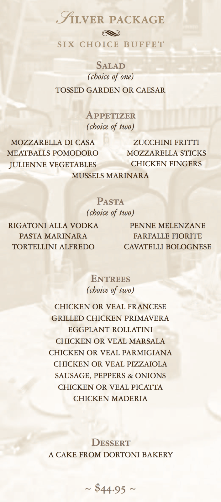 Menu Packages La Piazza Caterers Merrick New York Catering Hall